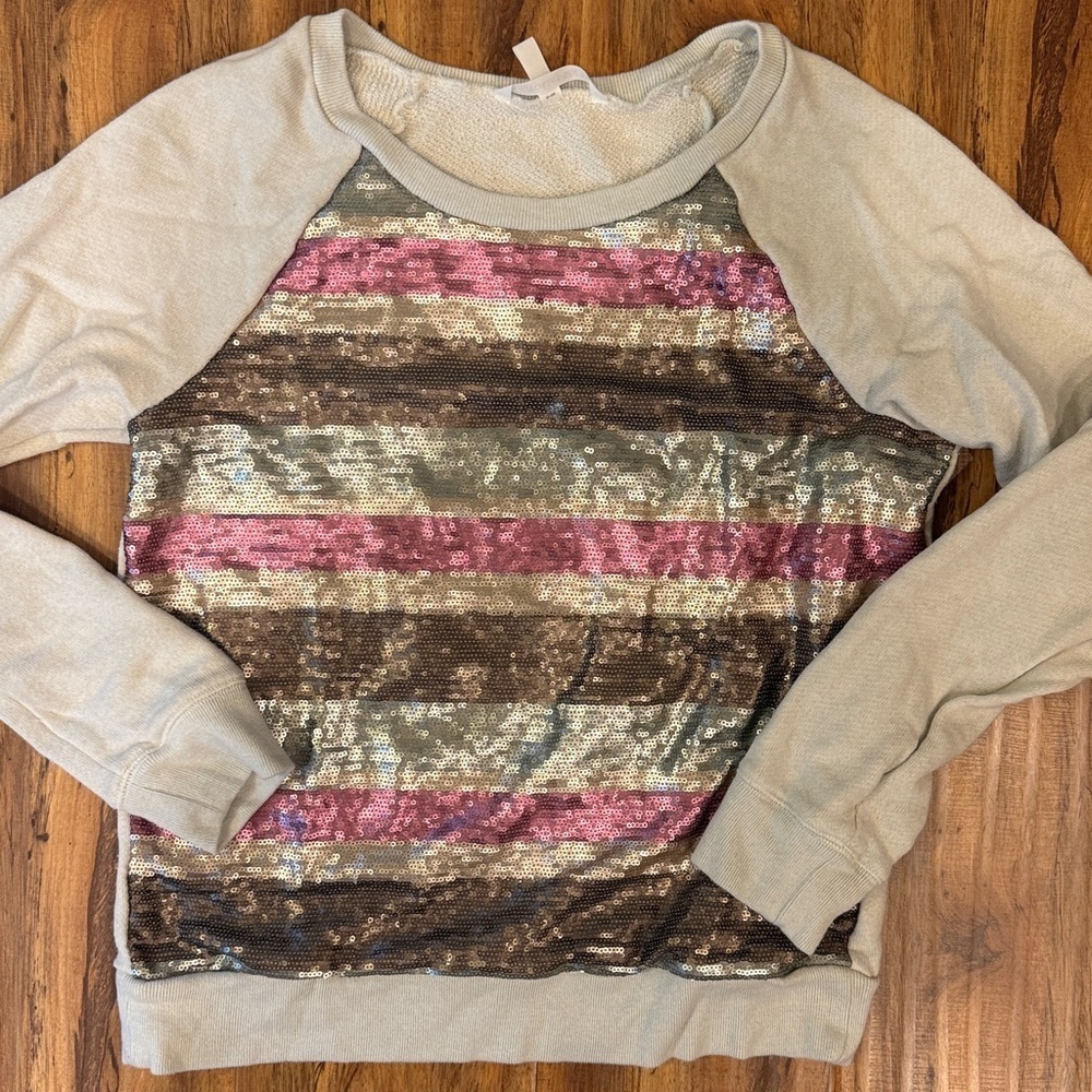 Victoria Secret Women's Supermodel Essentials Striped Sequin Pullover Sweater,